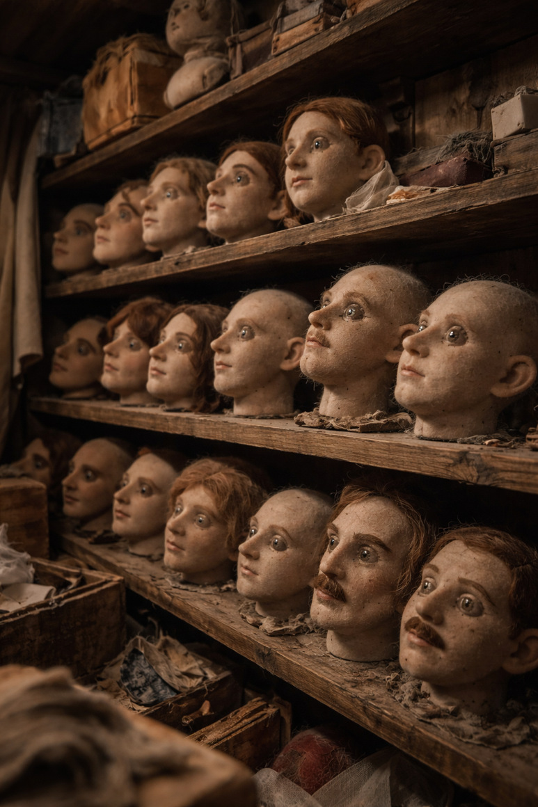 Shelf of Motionless Faces